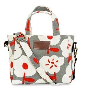 Maika Mini Tote Bag Gray & Orange Sierra Floral Print Canvas